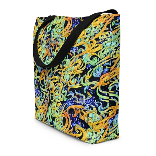 Midnight Ribbons on a Large Tote Bag W/ Pocket