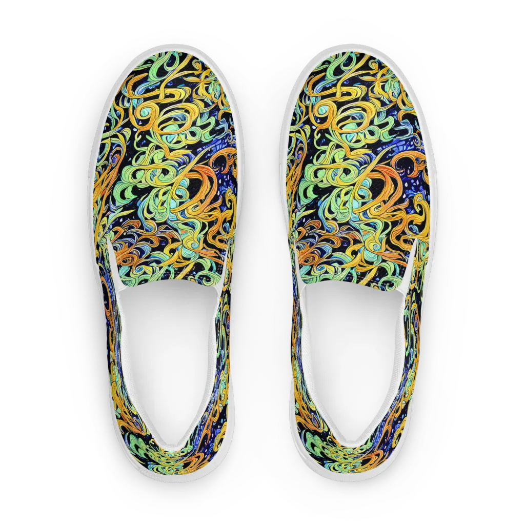 Midnight Ribbons on Women's Slip-On Canvas Shoes — Front