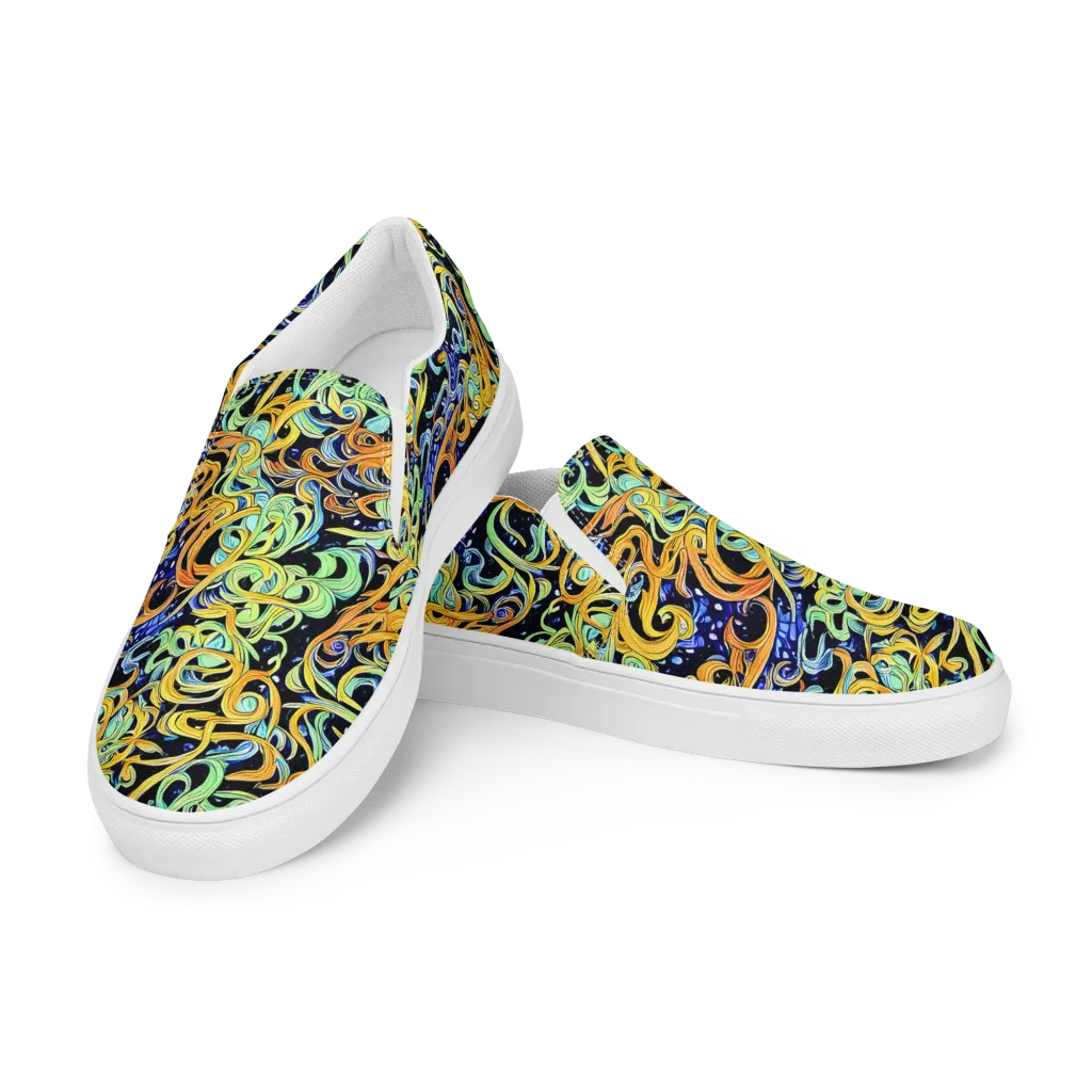 Midnight Ribbons on Women's Slip-On Canvas Shoes — Left Front