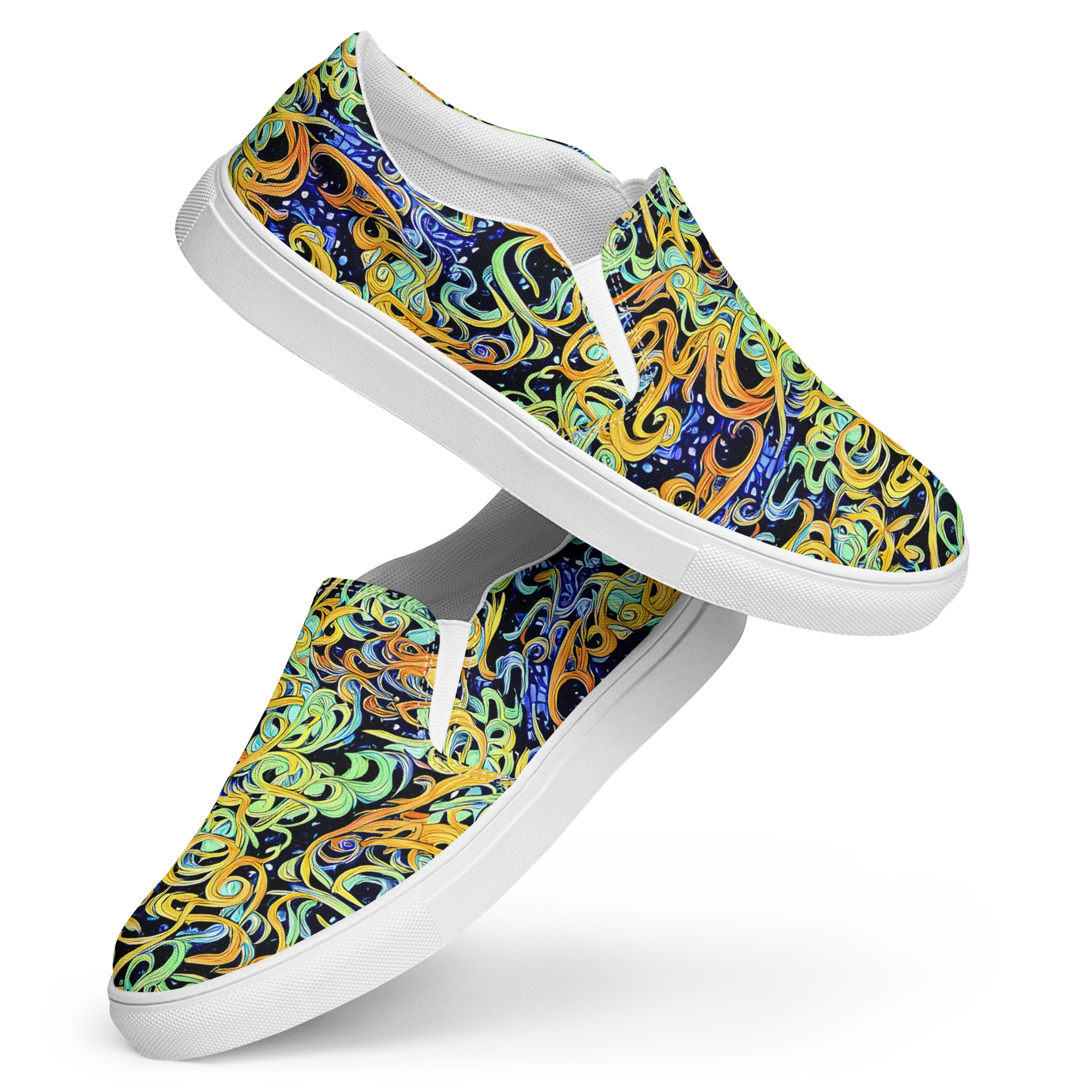 Midnight Ribbons on Women's Slip-On Canvas Shoes — Front
