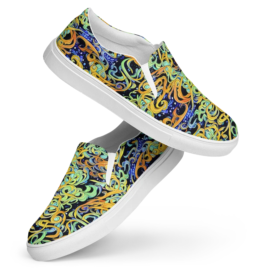 Midnight Ribbons on Women's Slip-On Canvas Shoes — Front