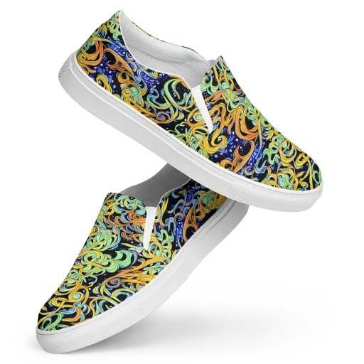 Midnight Ribbons on a Women's Slip-On Canvas Shoes