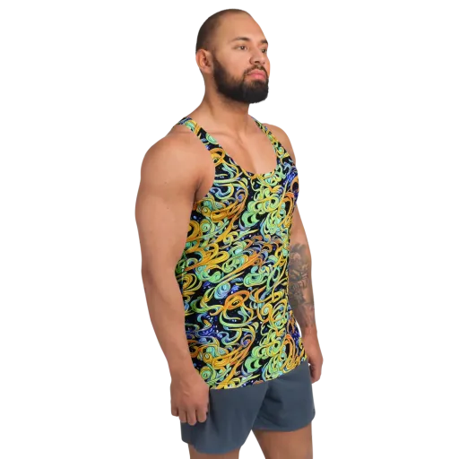 Midnight Ribbons on a Men's Tank Top