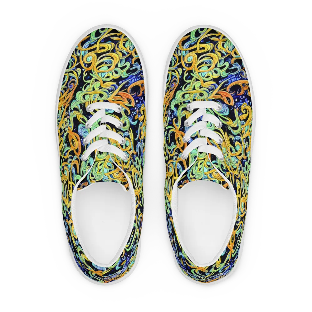 Midnight Ribbons on Men's Lace-Up Canvas Shoes — Front