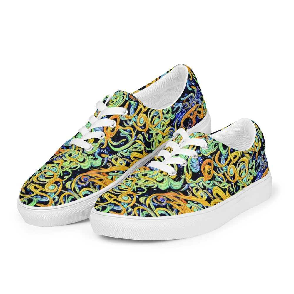 Midnight Ribbons on Men's Lace-Up Canvas Shoes — Left Front