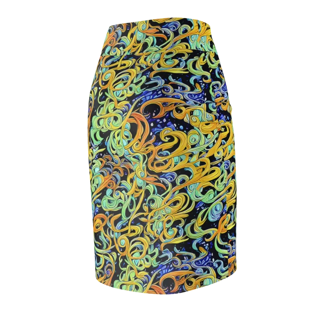 Midnight Ribbons on Pencil Skirt — Back Side