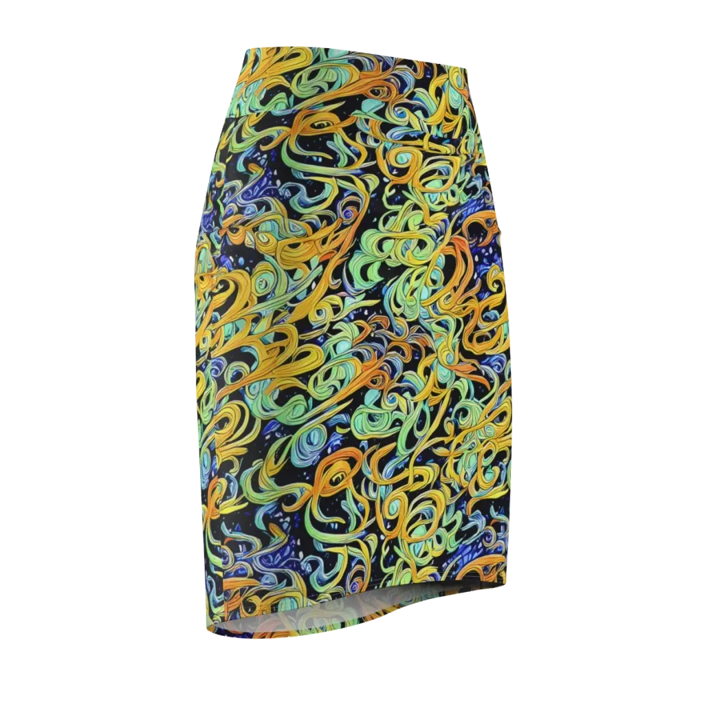 Midnight Ribbons on Pencil Skirt — Front Side