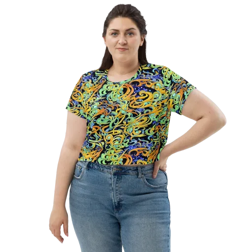 Midnight Ribbons on a Crop Tee