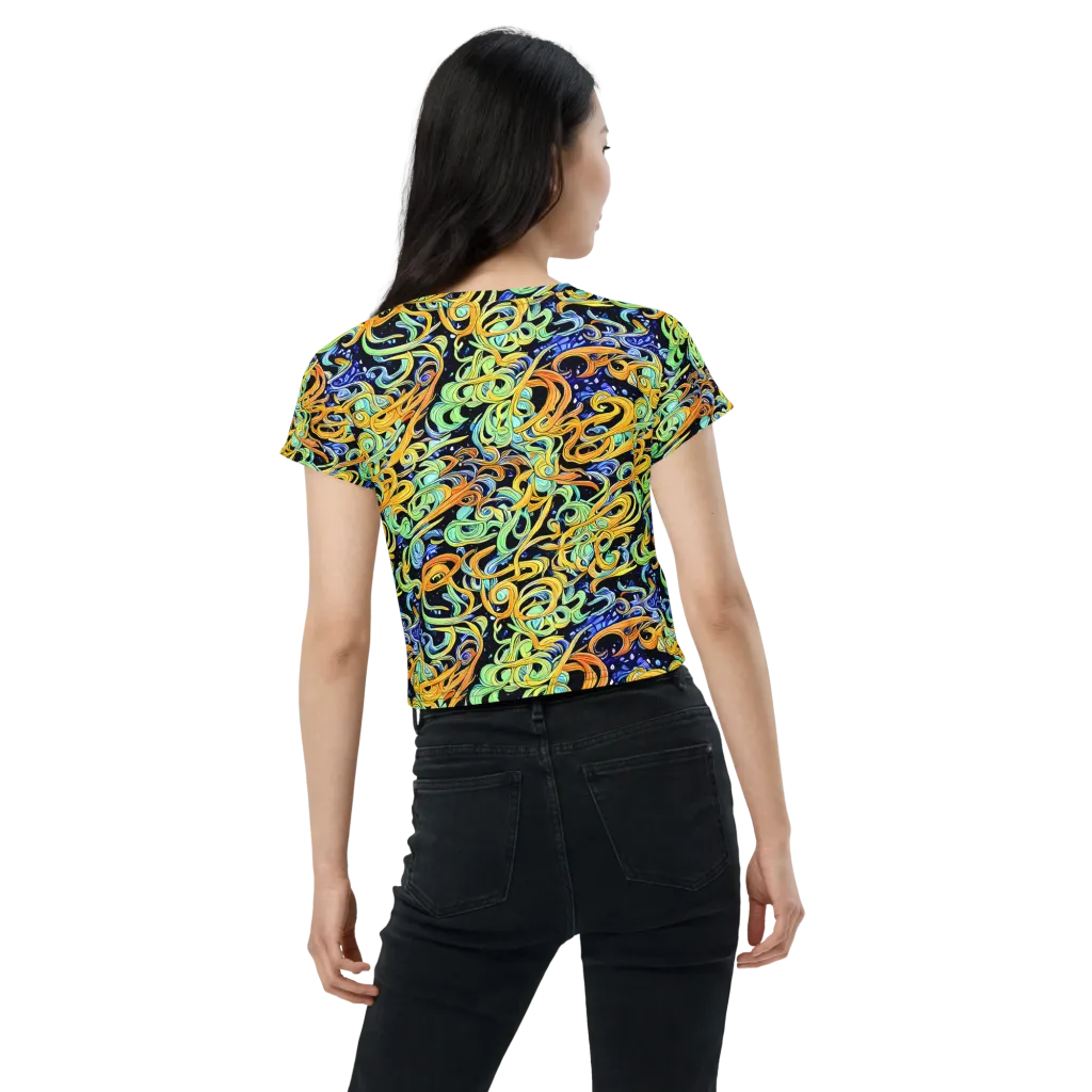 Midnight Ribbons on Crop Tee — Back