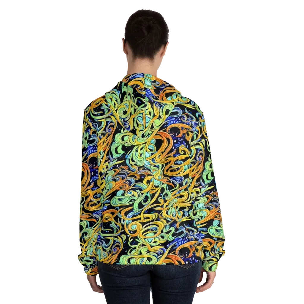 Midnight Ribbons on Women's Full-Zip Hoodie — Back On Person