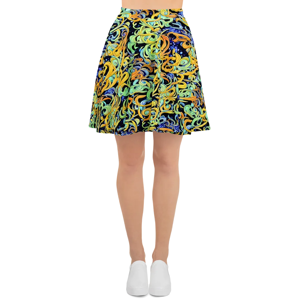 Midnight Ribbons on Skater Skirt — Front