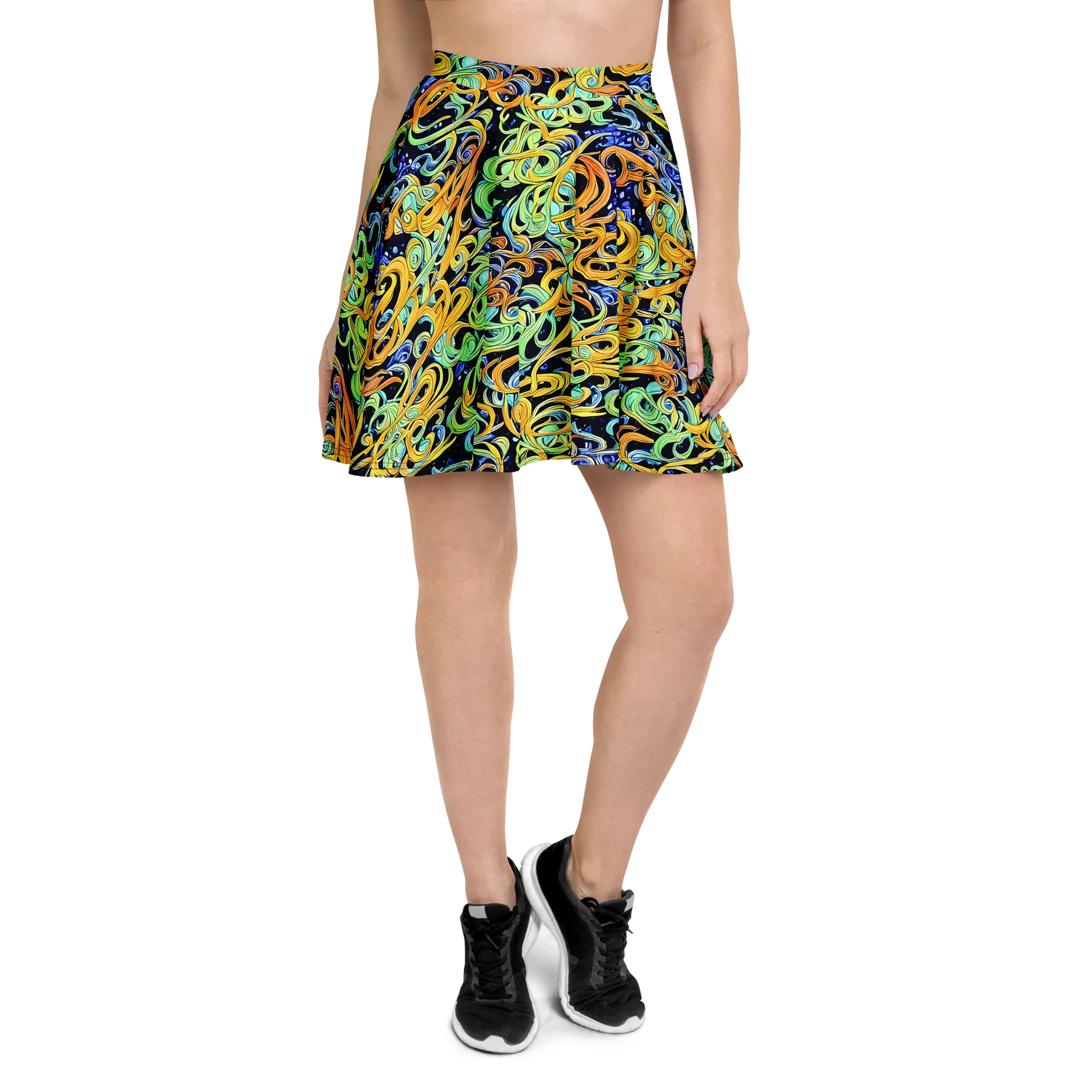 Midnight Ribbons on Skater Skirt — Front
