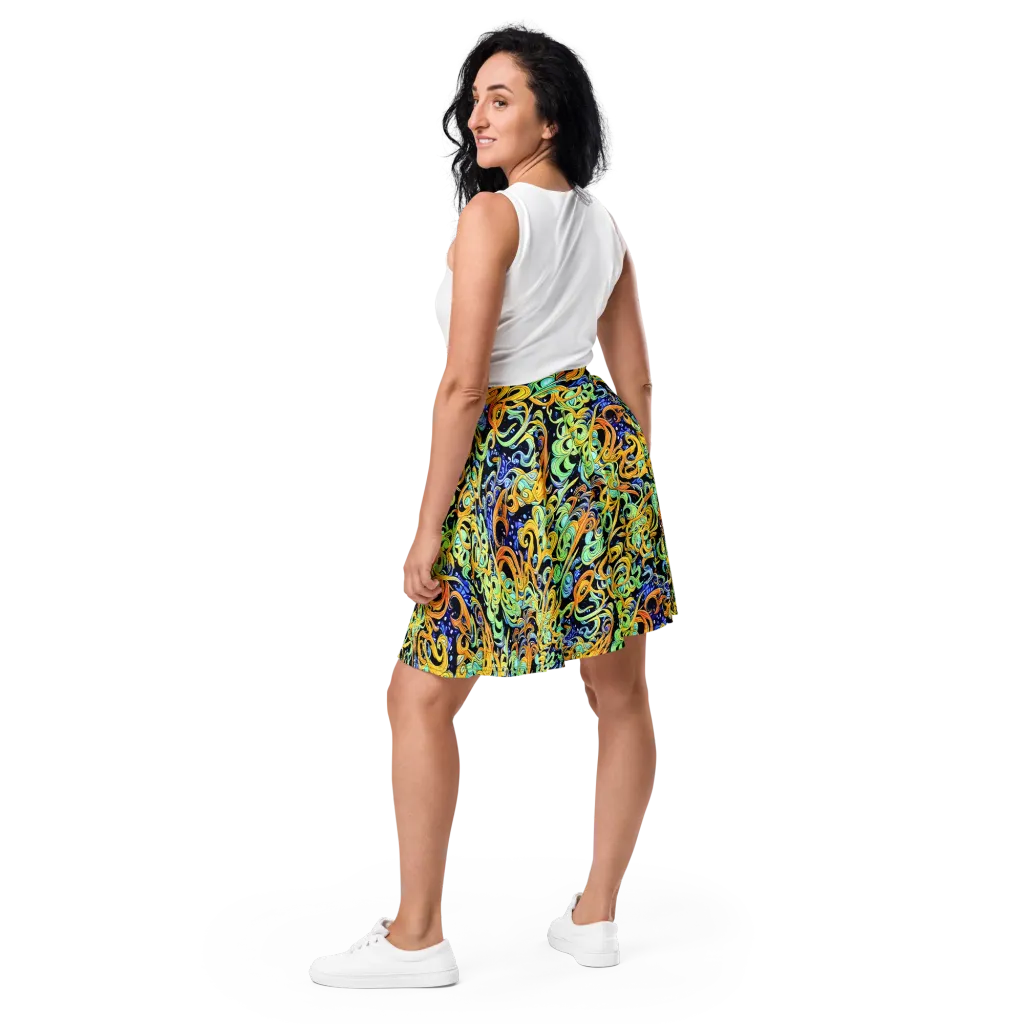 Midnight Ribbons on Skater Skirt — Back