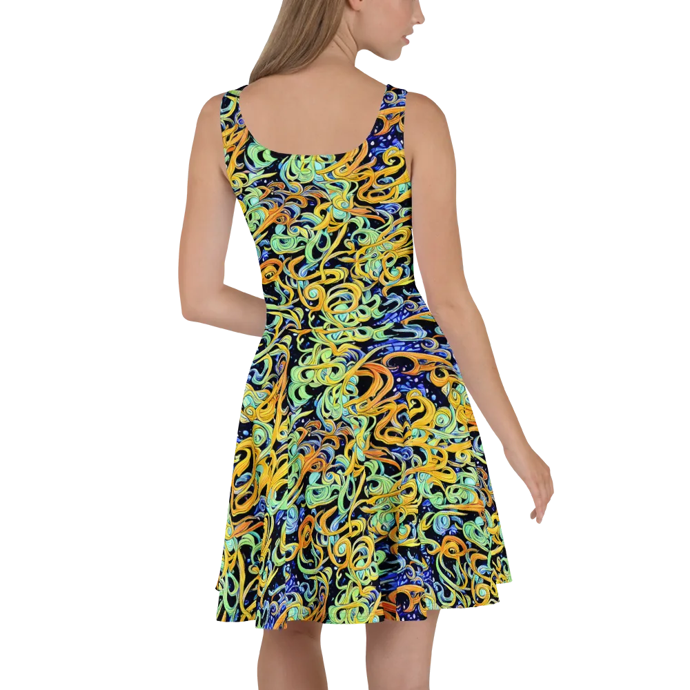 Midnight Ribbons on Skater Dress — Back
