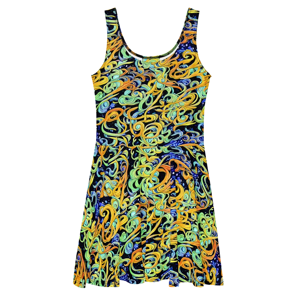 Midnight Ribbons on Skater Dress — Front