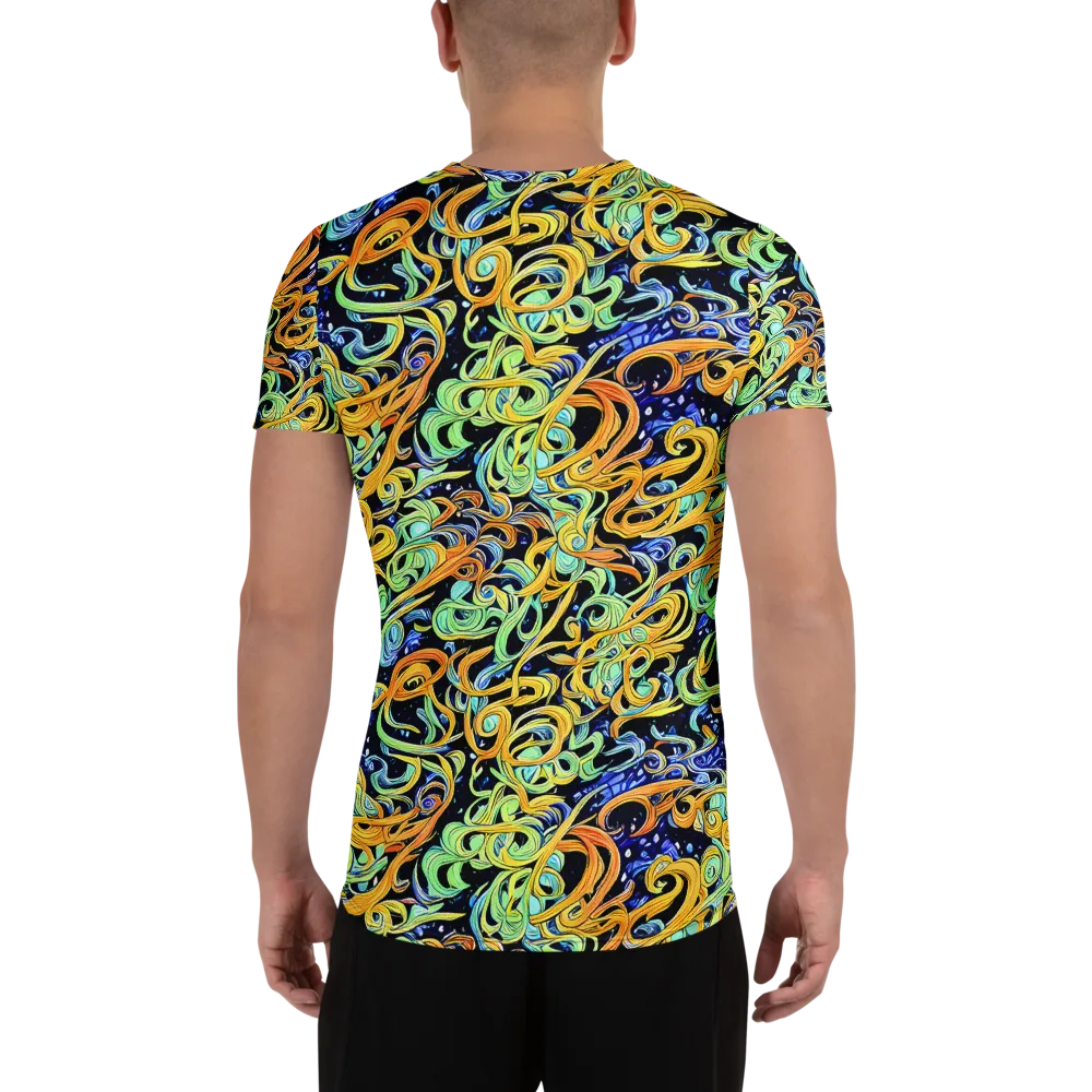 Midnight Ribbons on Men's Athletic T-Shirt — Back