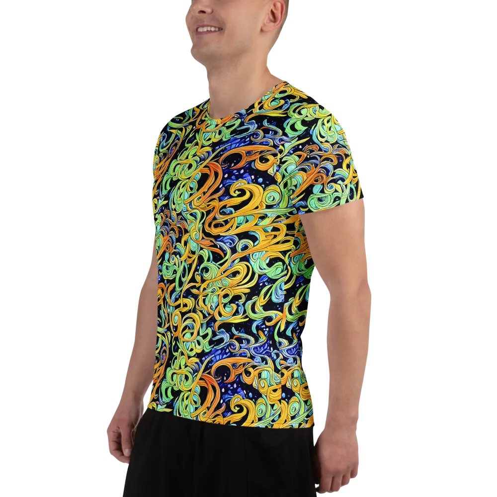 Midnight Ribbons on Men's Athletic T-Shirt — Left