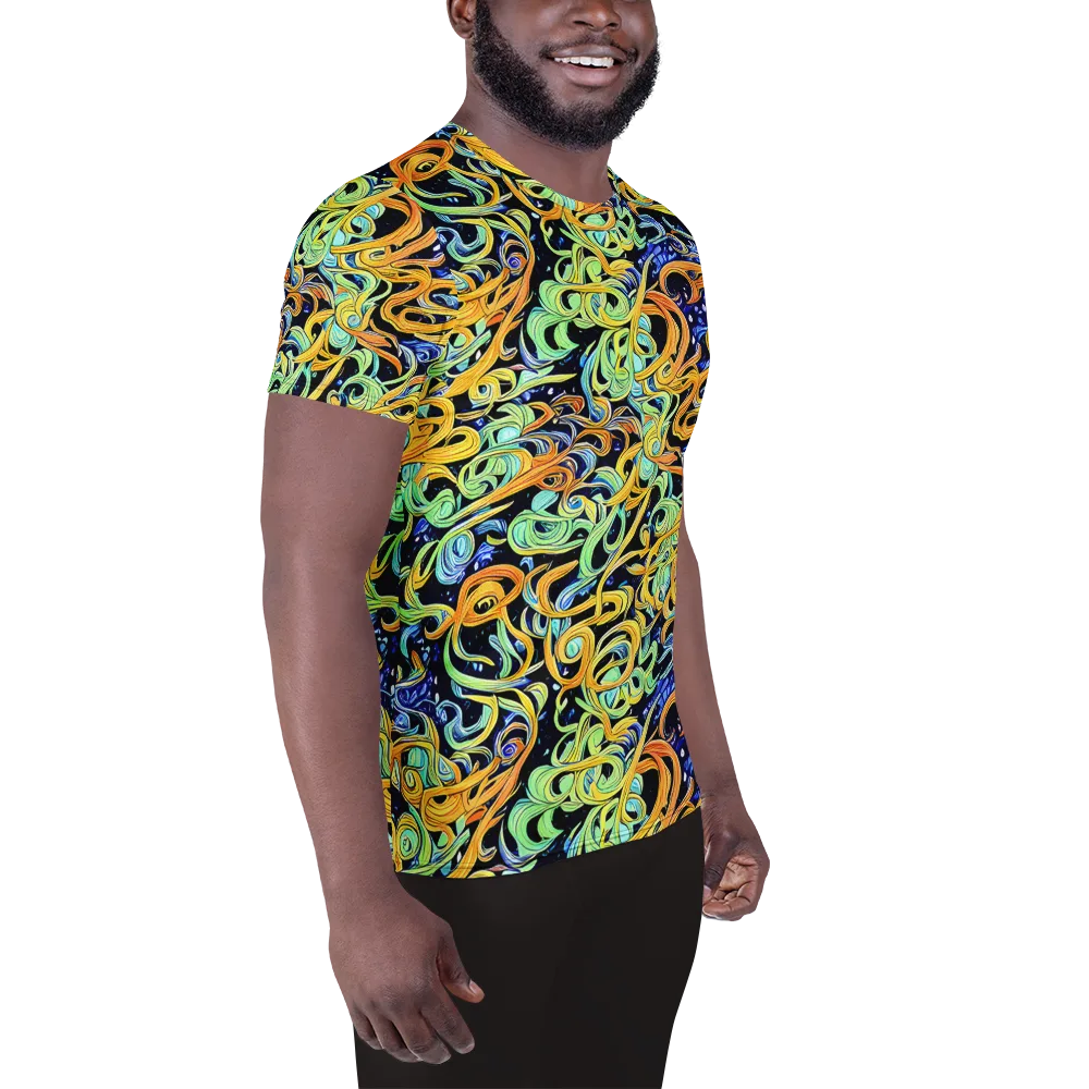 Midnight Ribbons on Men's Athletic T-Shirt — Right