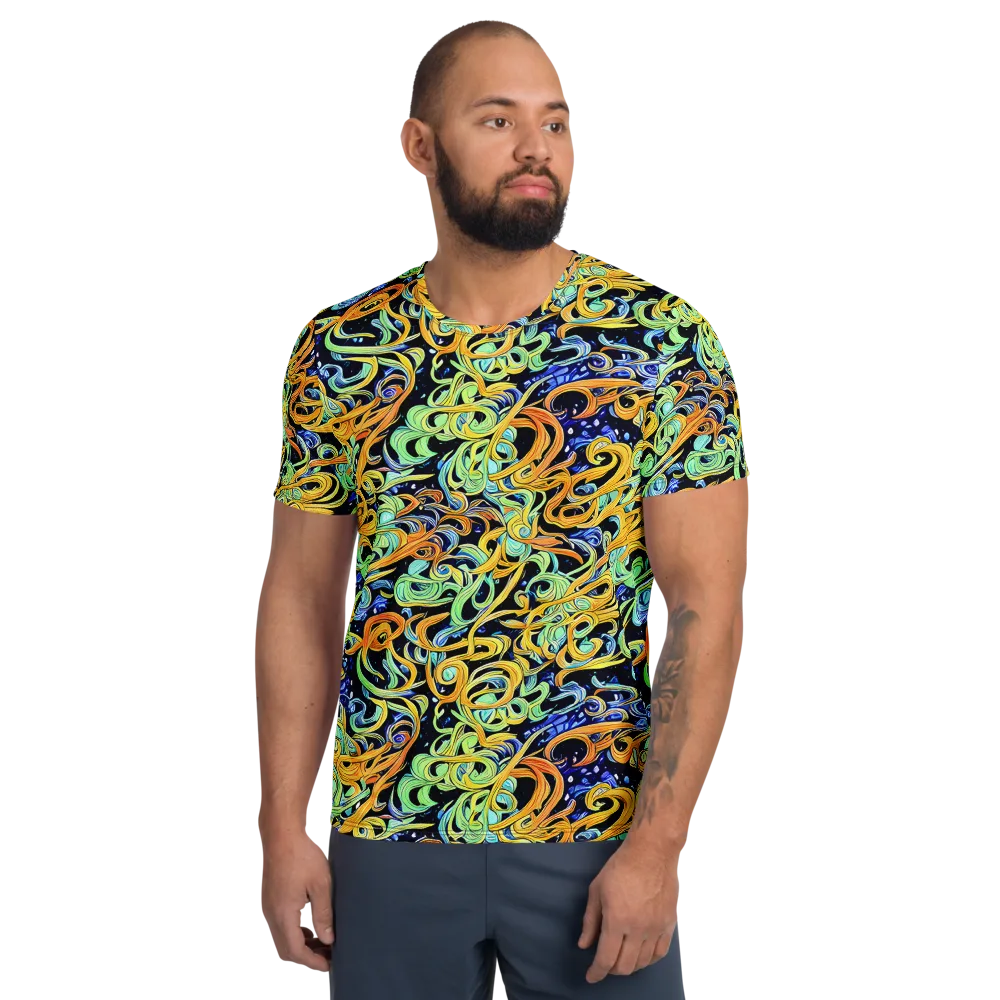 Midnight Ribbons on Men's Athletic T-Shirt — Front