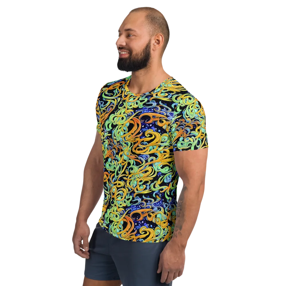 Midnight Ribbons on Men's Athletic T-Shirt — Left