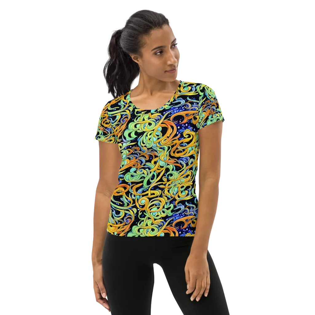 Midnight Ribbons on Women's Athletic T-Shirt — Front