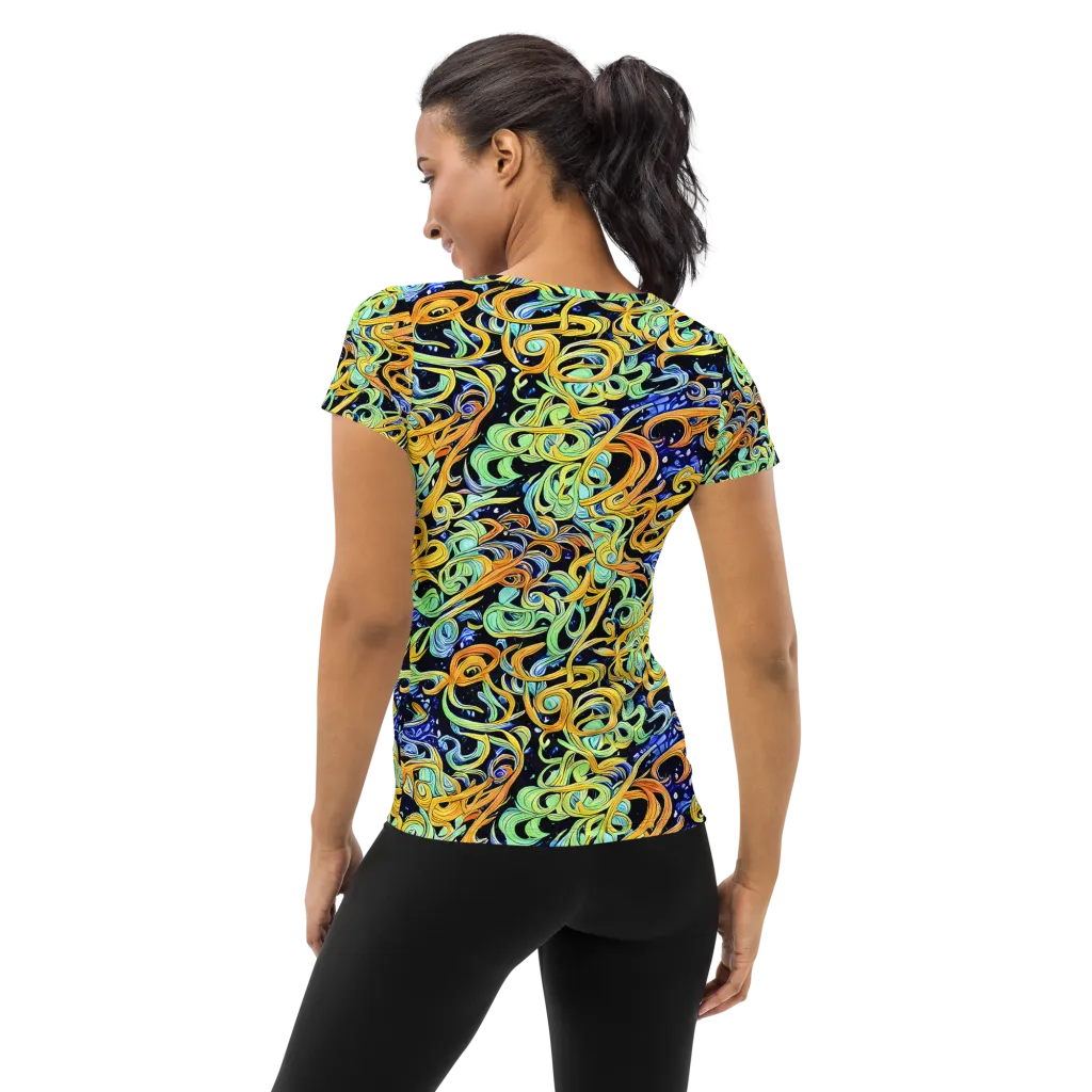 Midnight Ribbons on Women's Athletic T-Shirt — Back