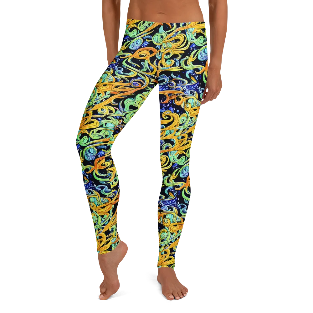 Midnight Ribbons on Leggings — Front