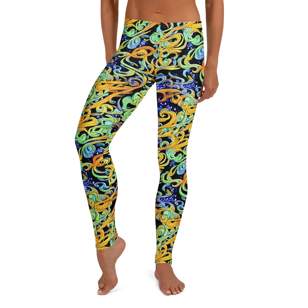 Midnight Ribbons on Leggings — Front