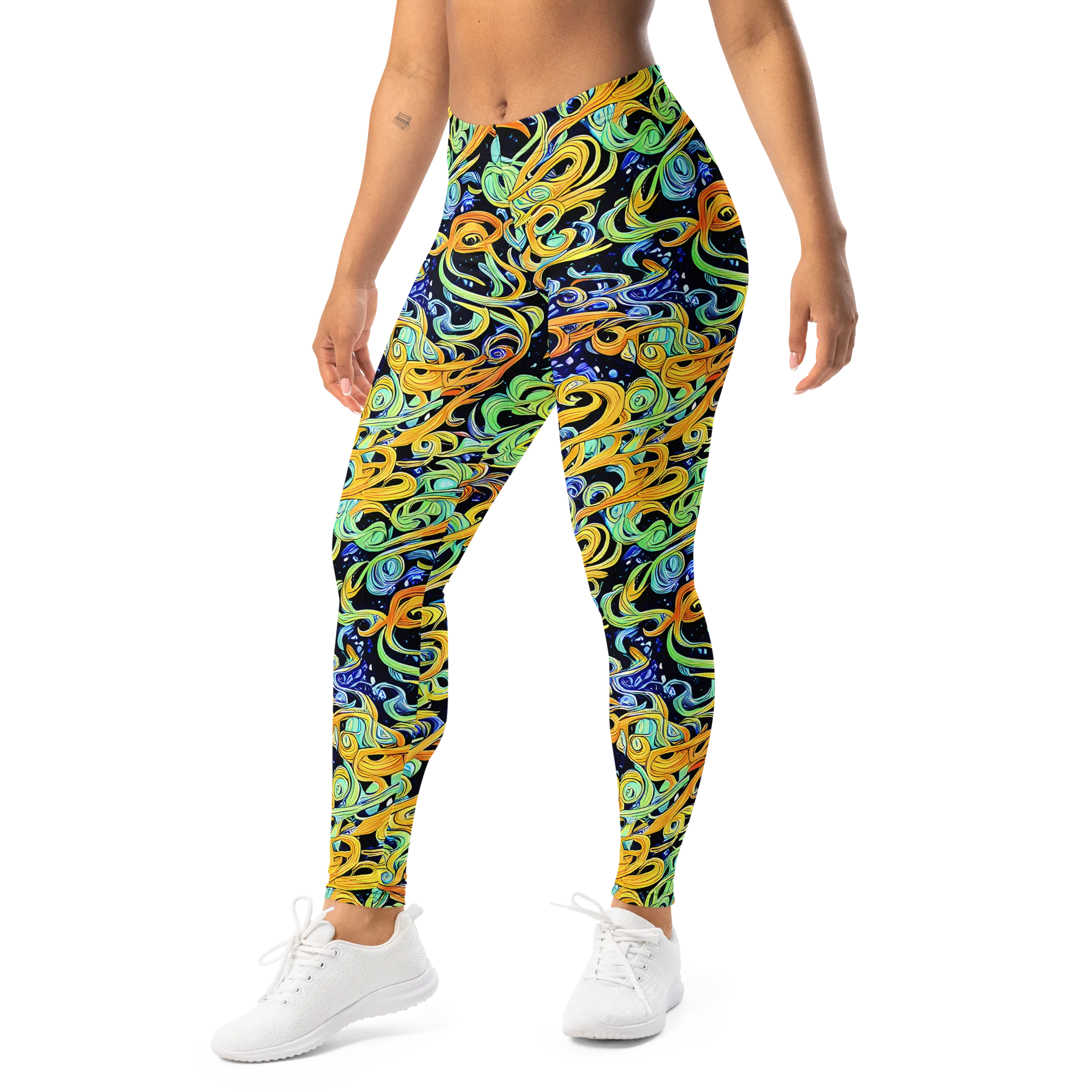 Midnight Ribbons on Leggings — Left Front