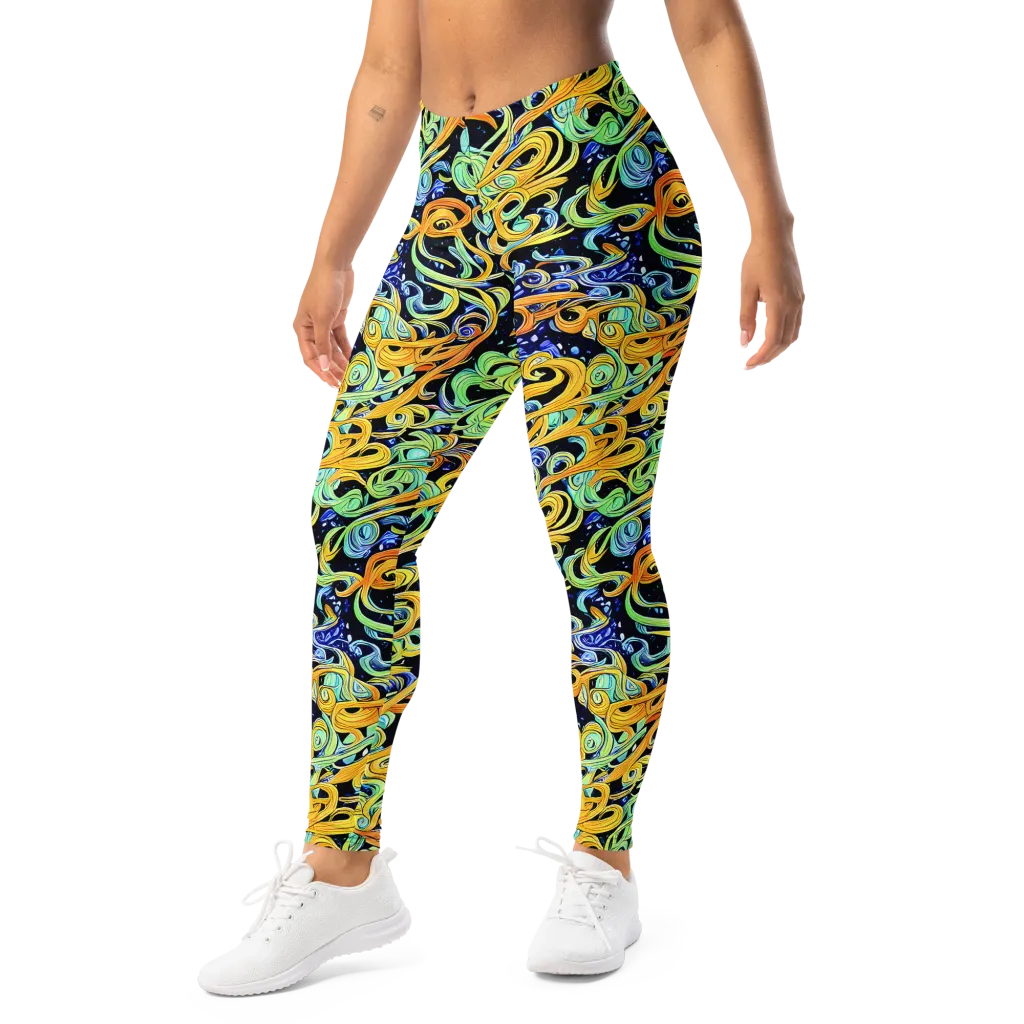 Midnight Ribbons on Leggings — Left Front