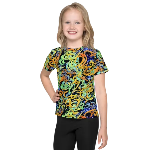 Midnight Ribbons on a Kids Crew Neck T-Shirt