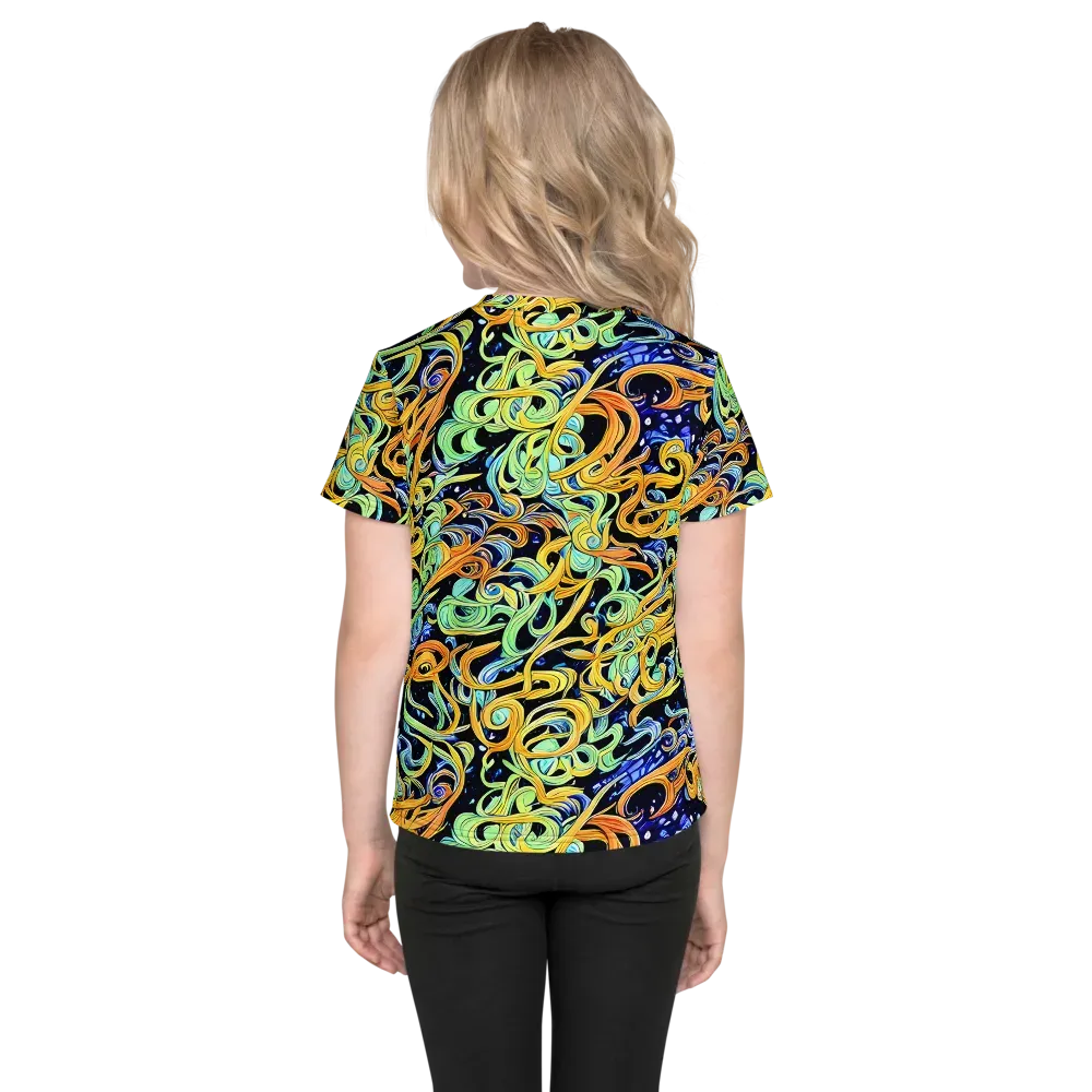 Midnight Ribbons on Kids Crew Neck T-Shirt — Back