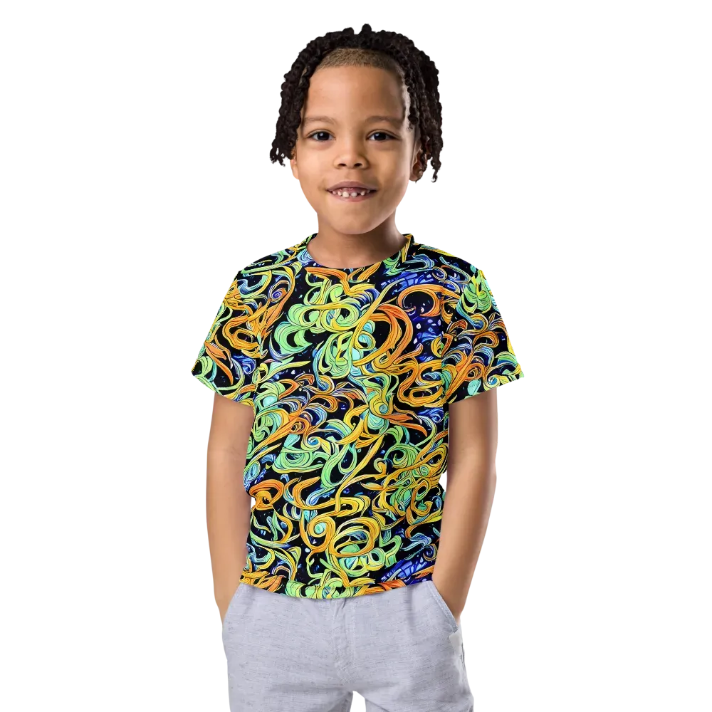 Midnight Ribbons on Kids Crew Neck T-Shirt — Front