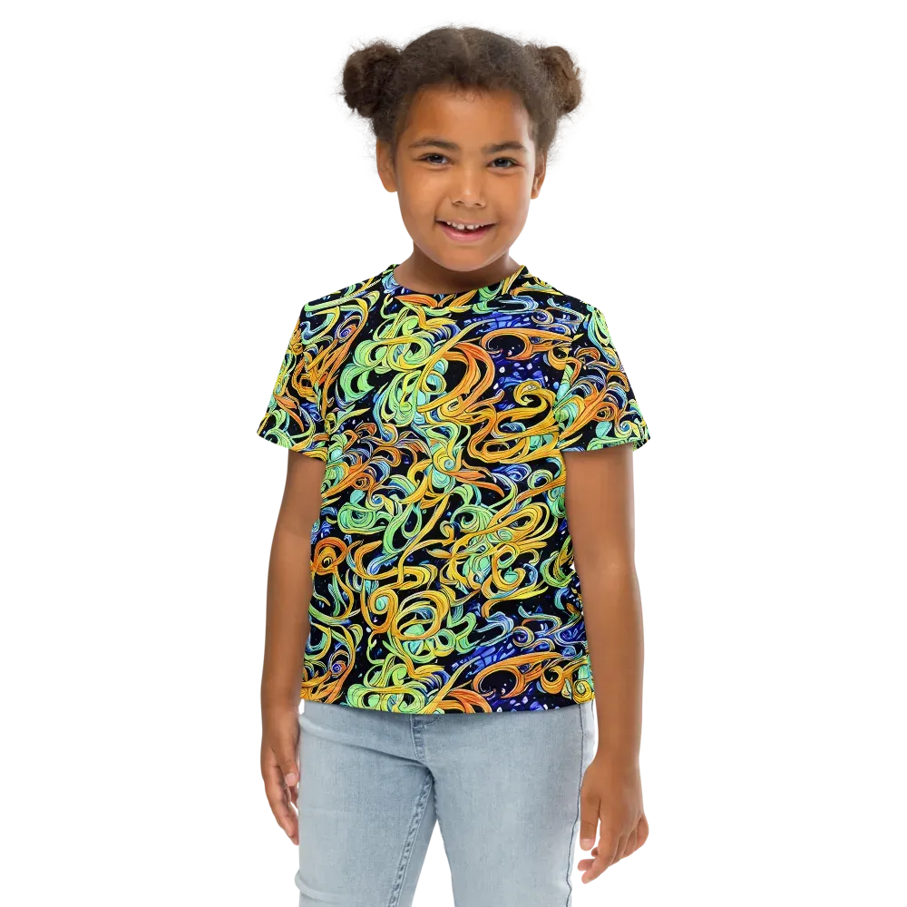 Midnight Ribbons on Kids Crew Neck T-Shirt — Front