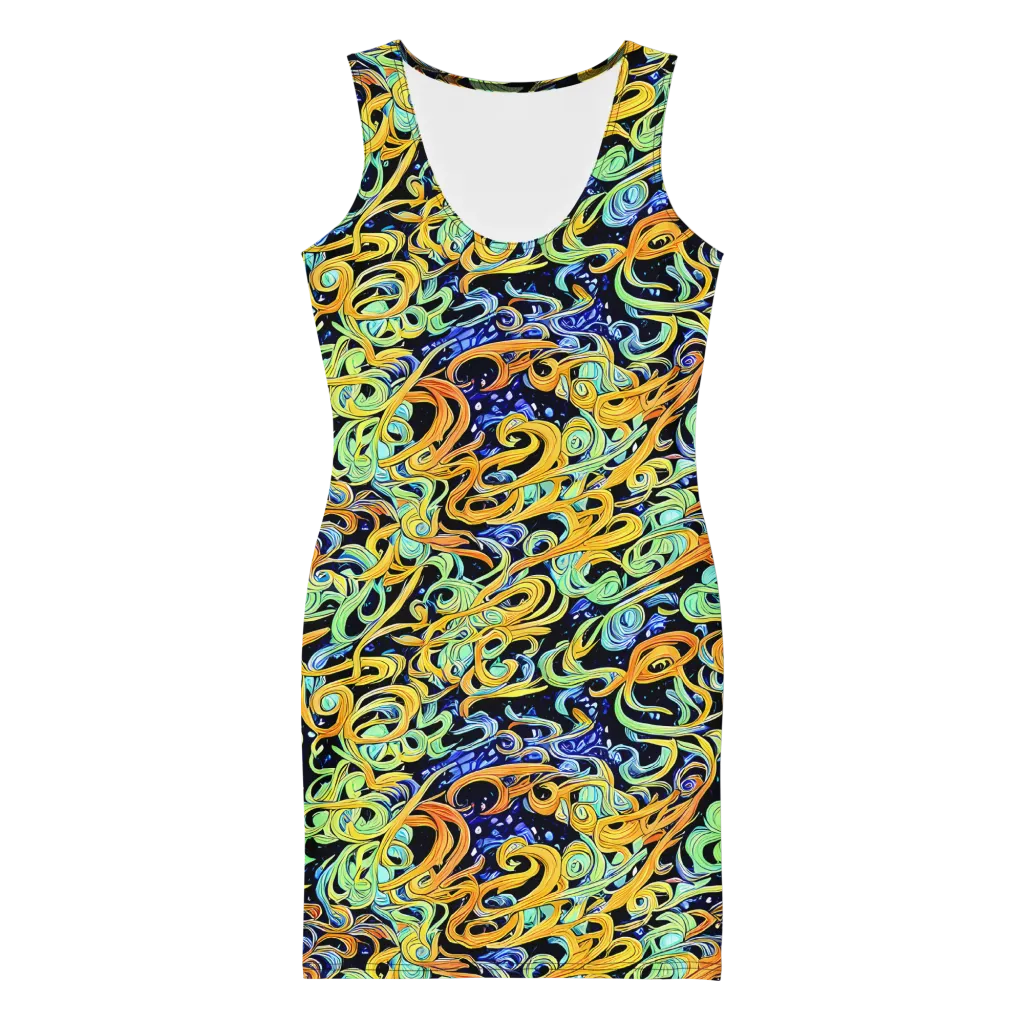 Midnight Ribbons on Bodycon Dress — Front