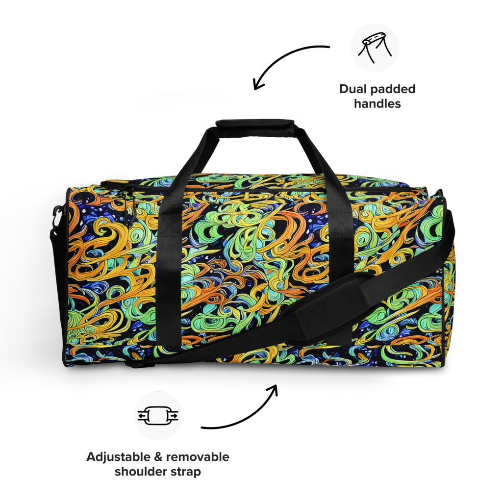 Midnight Ribbons on Duffle Bag — Front