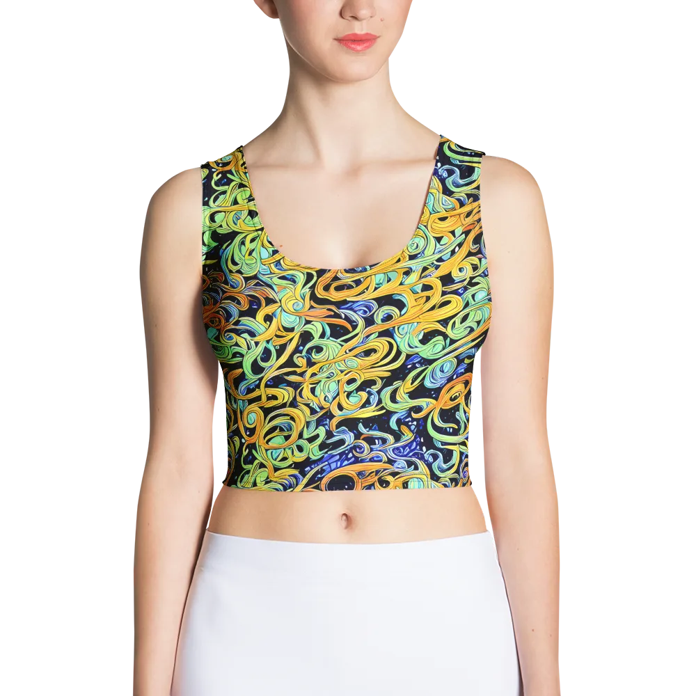 Midnight Ribbons on Crop Top — Front