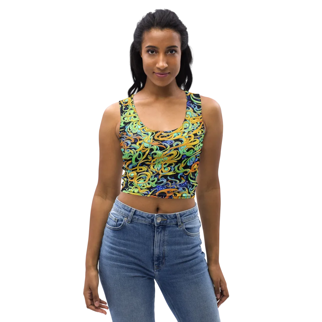 Midnight Ribbons on Crop Top — Front