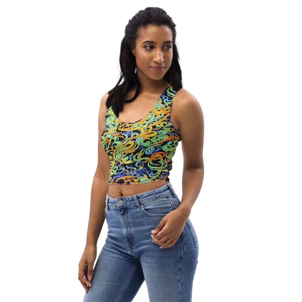 Midnight Ribbons on Crop Top — Left Front