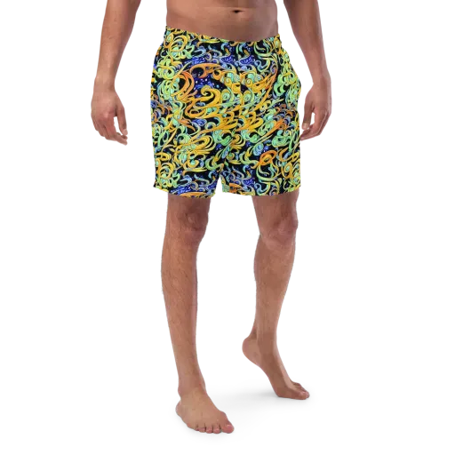 Midnight Ribbons on a Swim Trunks