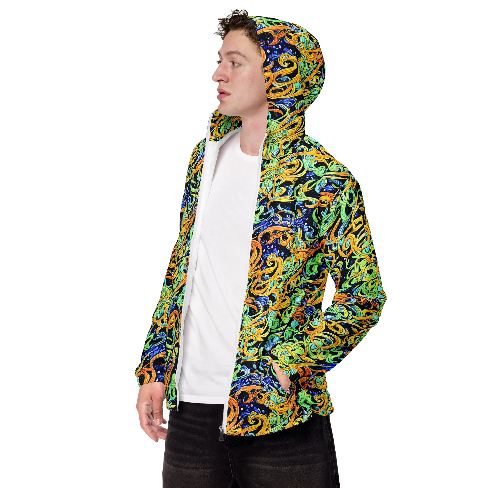 Midnight Ribbons on Men's Windbreaker — Left Front