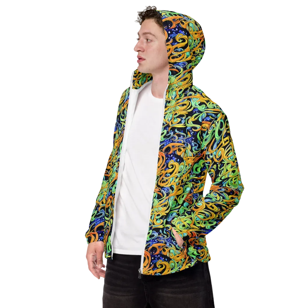 Midnight Ribbons on Men's Windbreaker — Left Front
