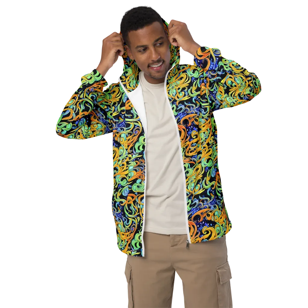 Midnight Ribbons on Men's Windbreaker — Front