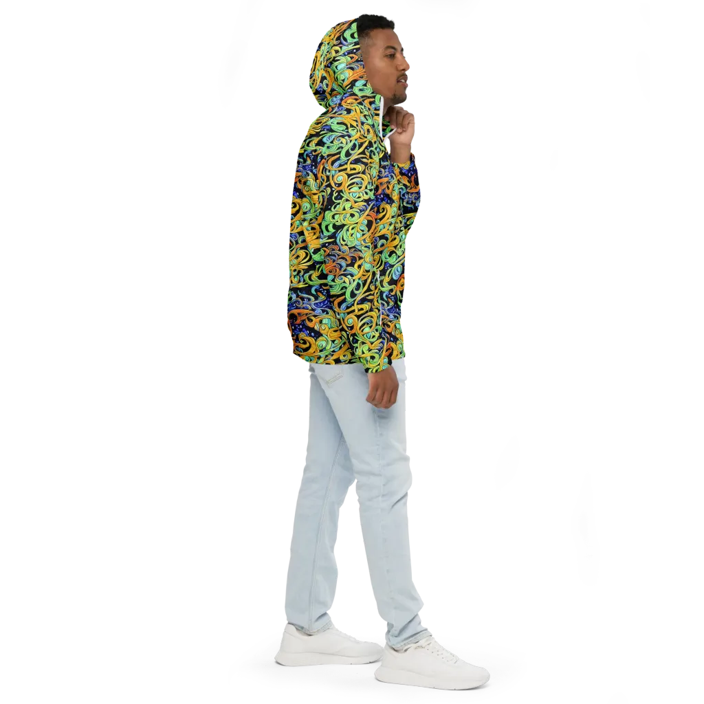 Midnight Ribbons on Men's Windbreaker — Right