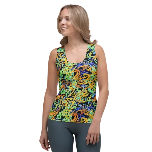 Midnight Ribbons on a Women's Tank Top