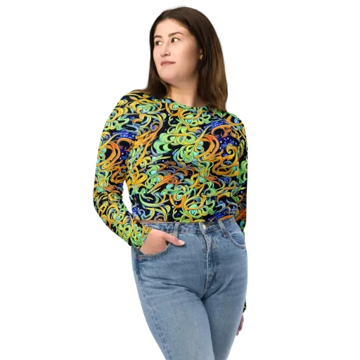Midnight Ribbons on a Long Sleeve Crop Top
