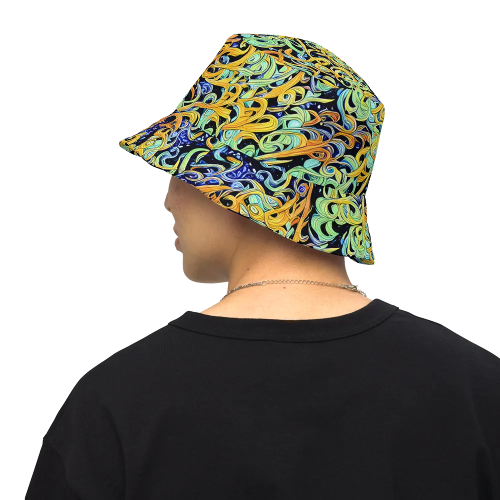 Midnight Ribbons on Reversible Bucket Hat — Back Inside