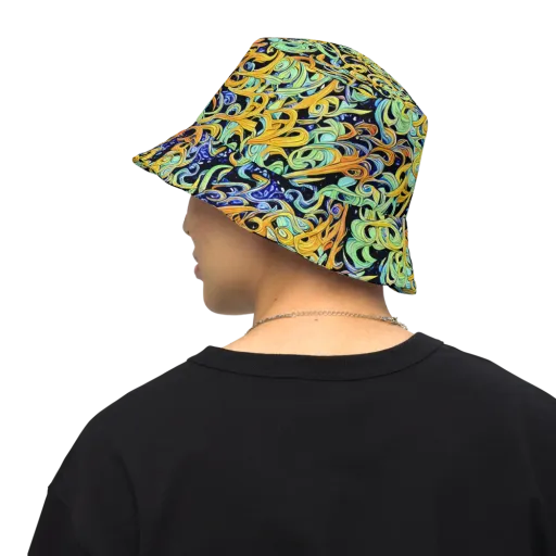Midnight Ribbons on a Reversible Bucket Hat