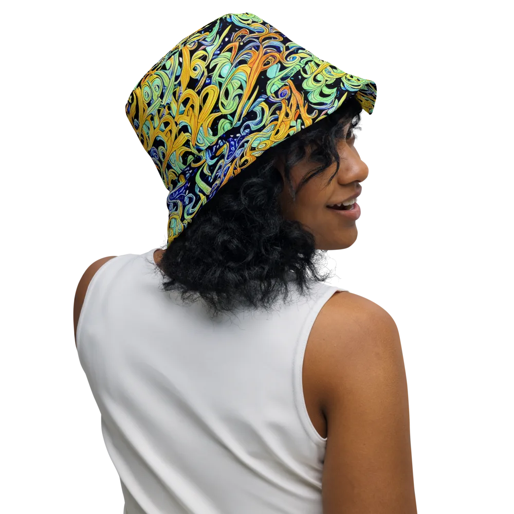 Midnight Ribbons on Reversible Bucket Hat — Right Outside