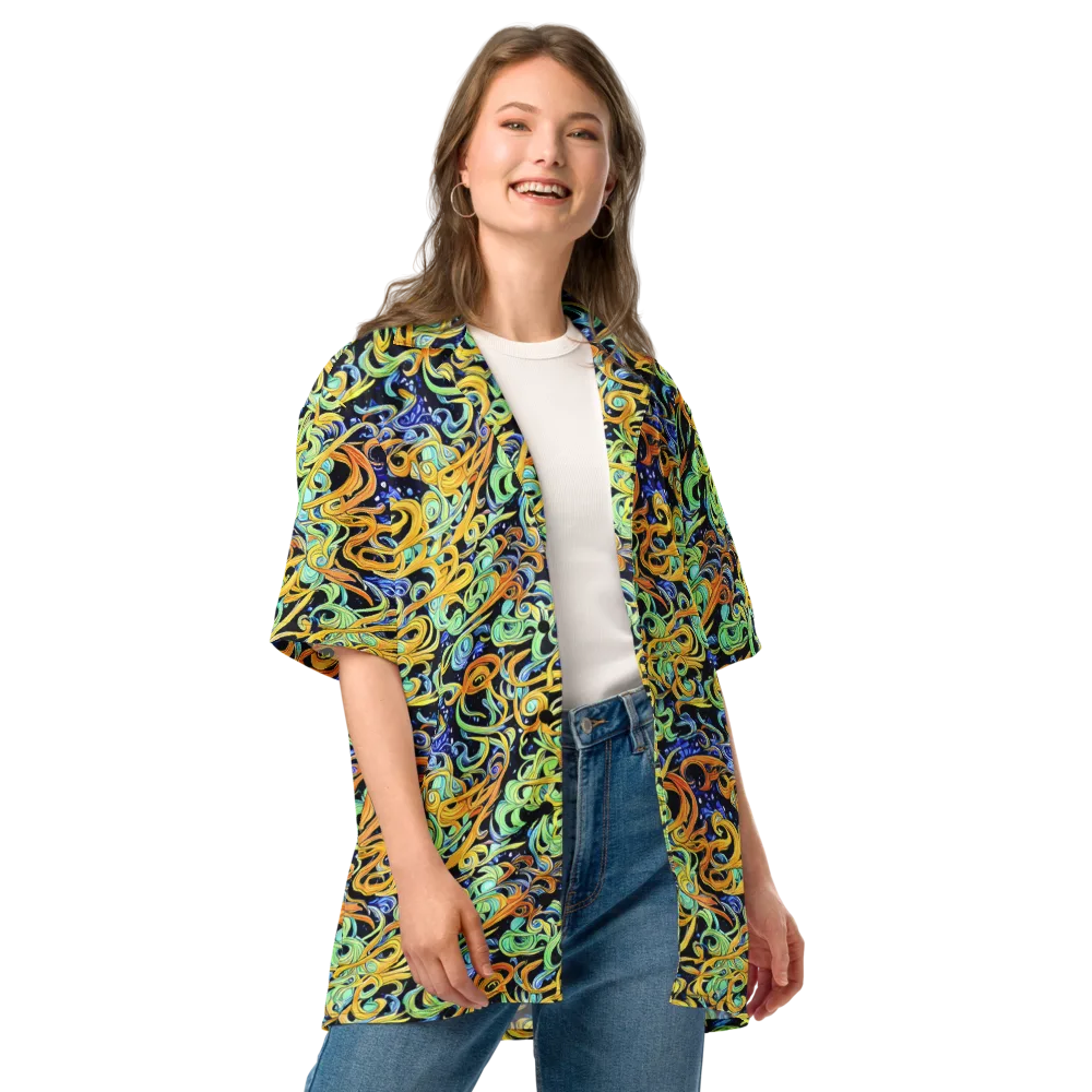 Midnight Ribbons on Button Shirt — Front